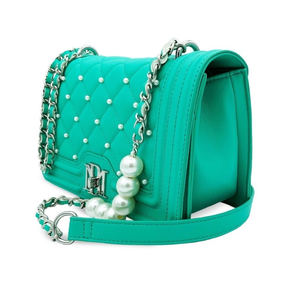 Badgley Mishka Letter Lock Cross Body With Bomba And Pearls-Green.